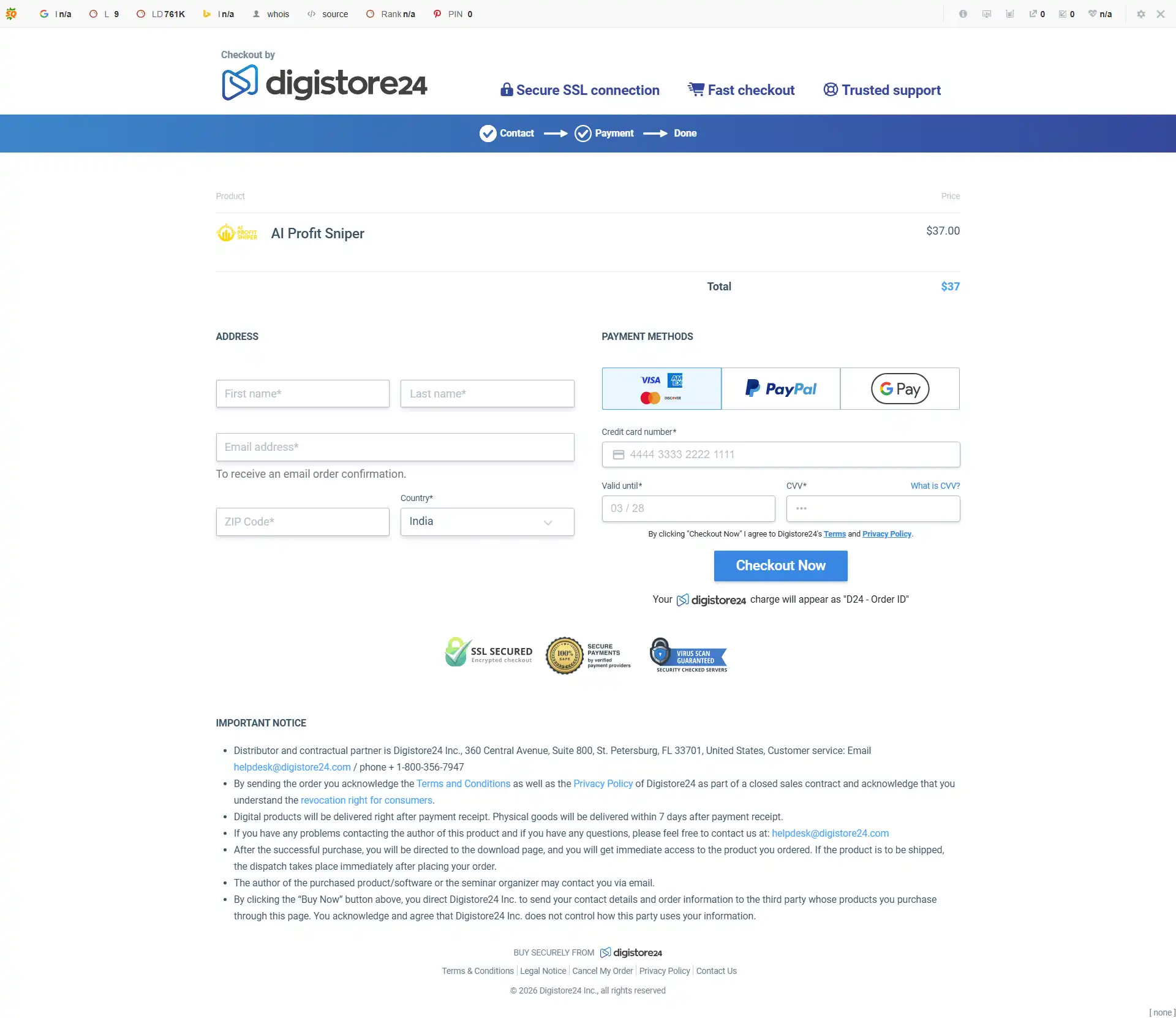 Aiprofitsniper Payment